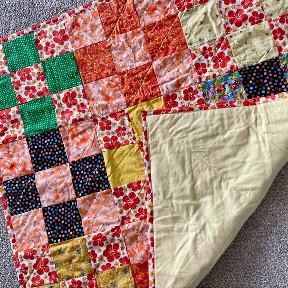 Colorful Handmade Patchwork Quilt - Picture 3 of 4